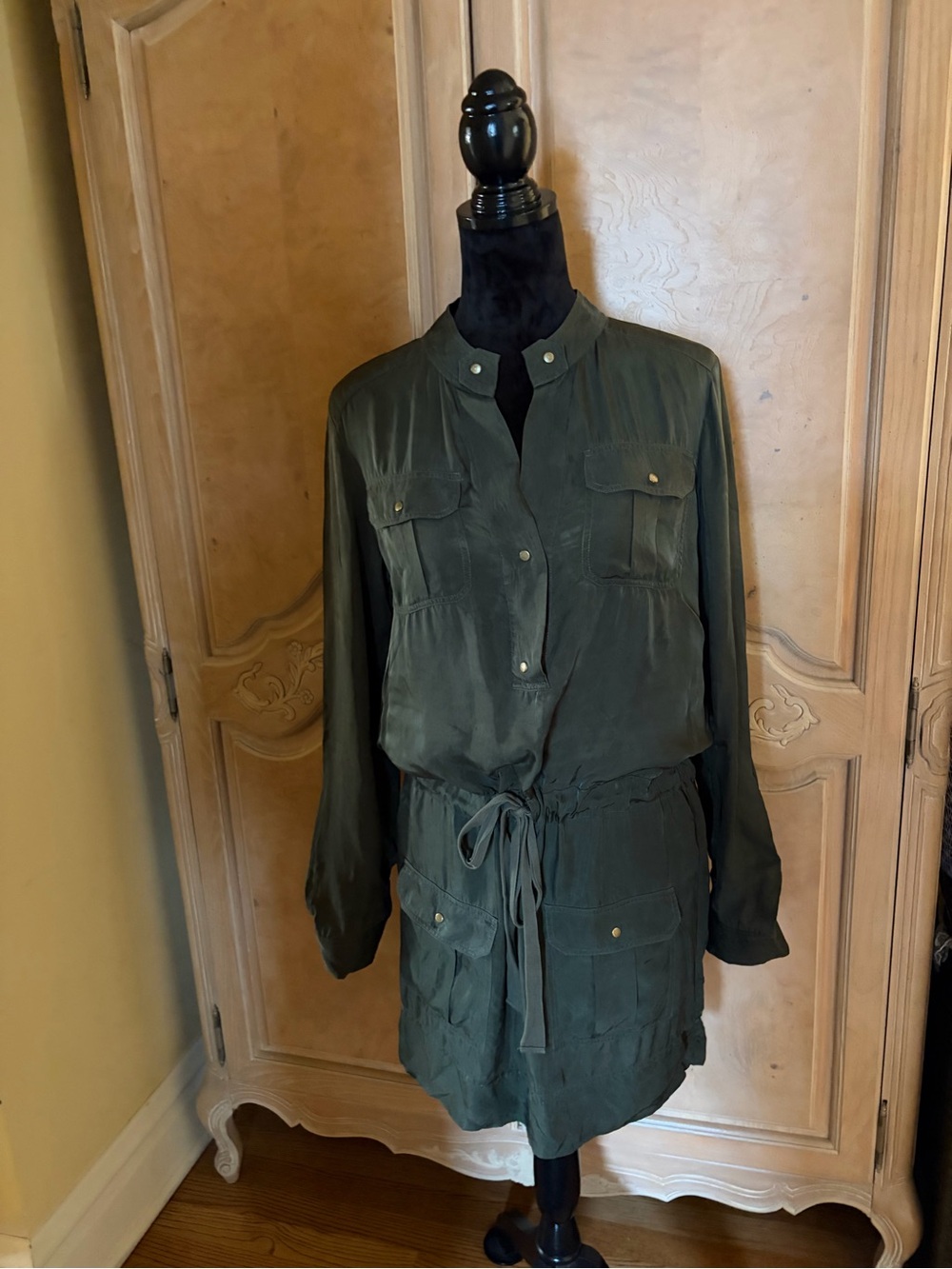 Diane Von Furstenberg Olive Utility Shirtdress Jacket